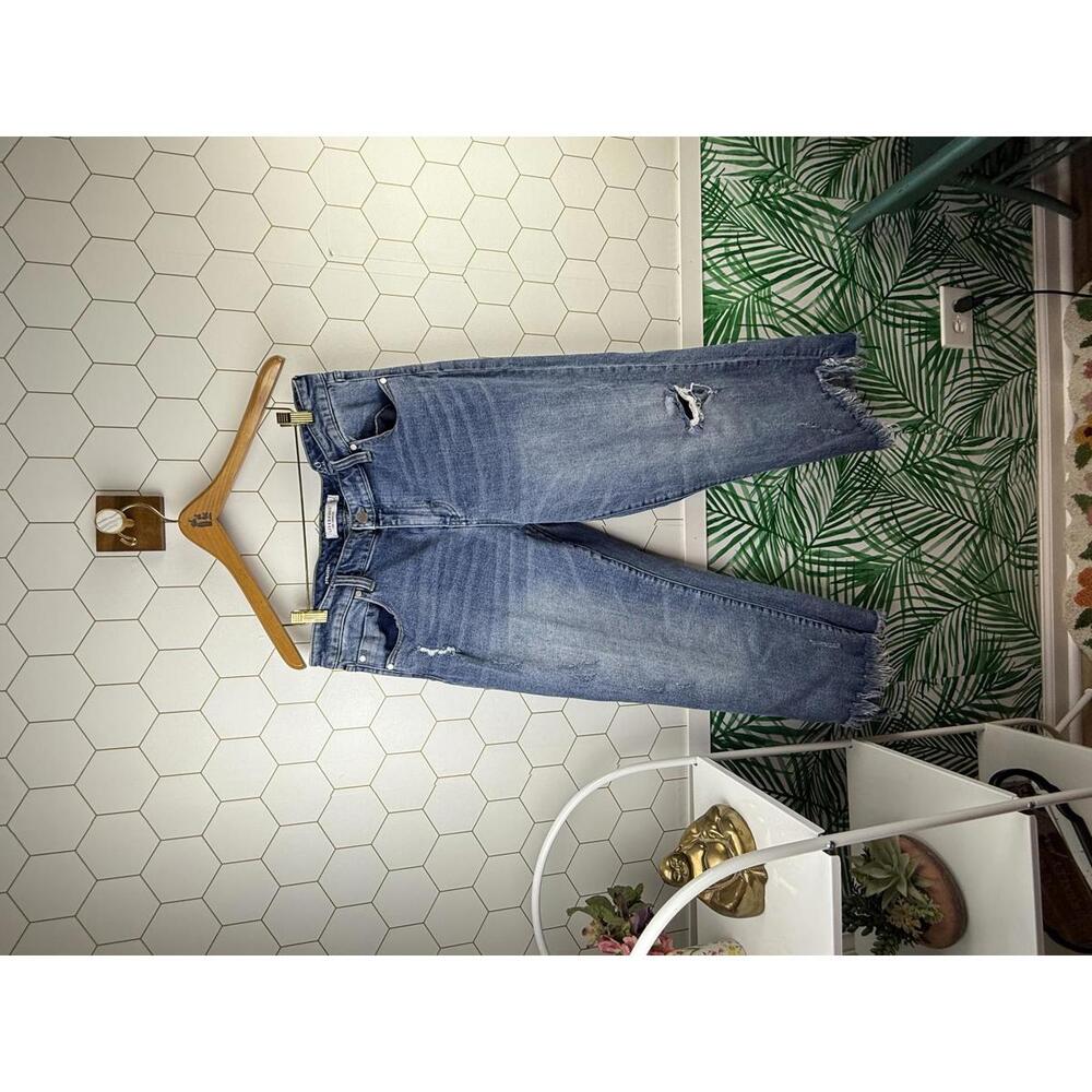 Liverpool Jeans Company Women's Straight Leg Distressed Blue Jeans